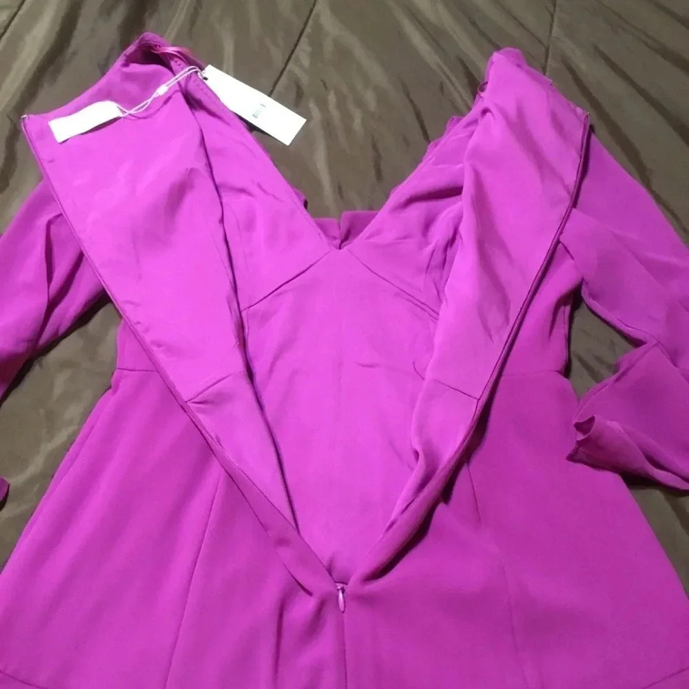 KEEPSAKE magenta long sleeve ruffled dress - Picture 6 of 8